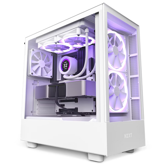 NZXT H5 Elite Premium Compact Mesh Mid Tower Case 3fans Included - White