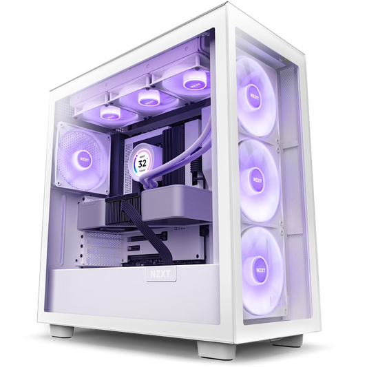 NZXT H7 Elite Premium Mesh Mid Tower Case 4fans Included - White