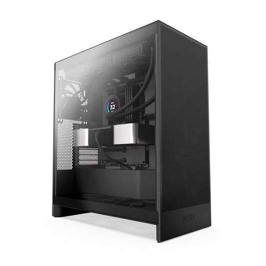 NZXT H7 Flow Black - Matte Black, Mesh Mid-Tower Case, Mini-ITX, Micro-ATX, ATX, and EATX (Up to 272mm), Includes 2x F120Q non RGB Fans