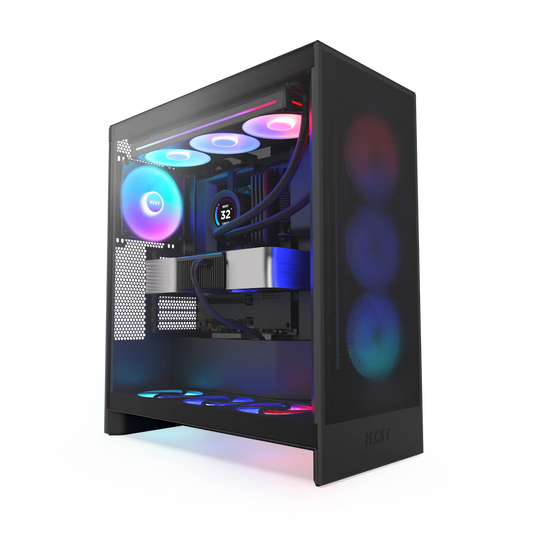 NZXT H7 Flow RGB - Black , ATX Mid-Tower with RGB Fans (3x F140 RGB Core Fan + 1x F120Q Air Flow Fan)