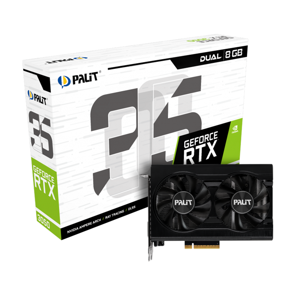 PALIT RTX3050 DUAL 8GB GDDR6 128BIT DVI HDMI DP GRAPHICS CARD [RGB] 2 FAN @