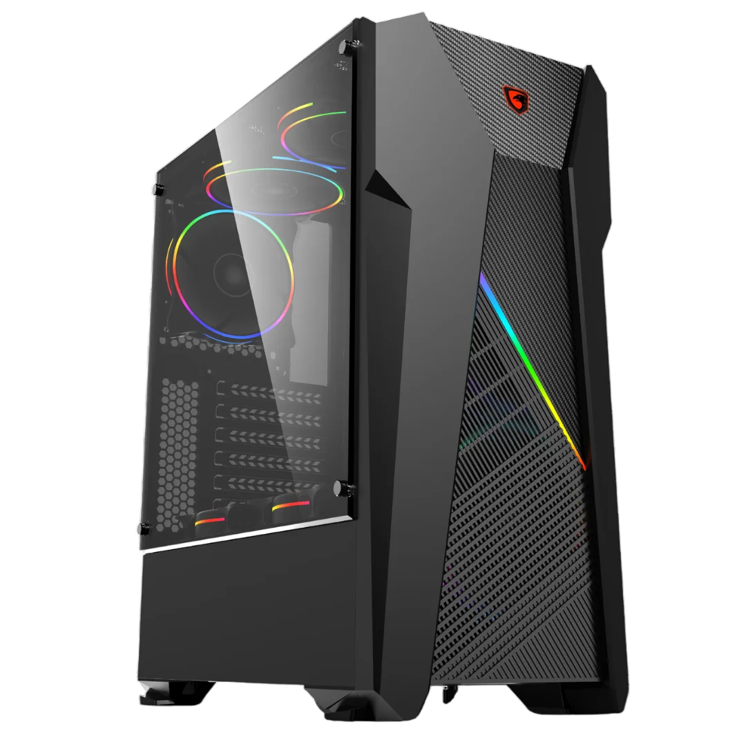 Powerlogic Agile Eostrix TG Gaming Case with X1 120mm Rainbow Fan