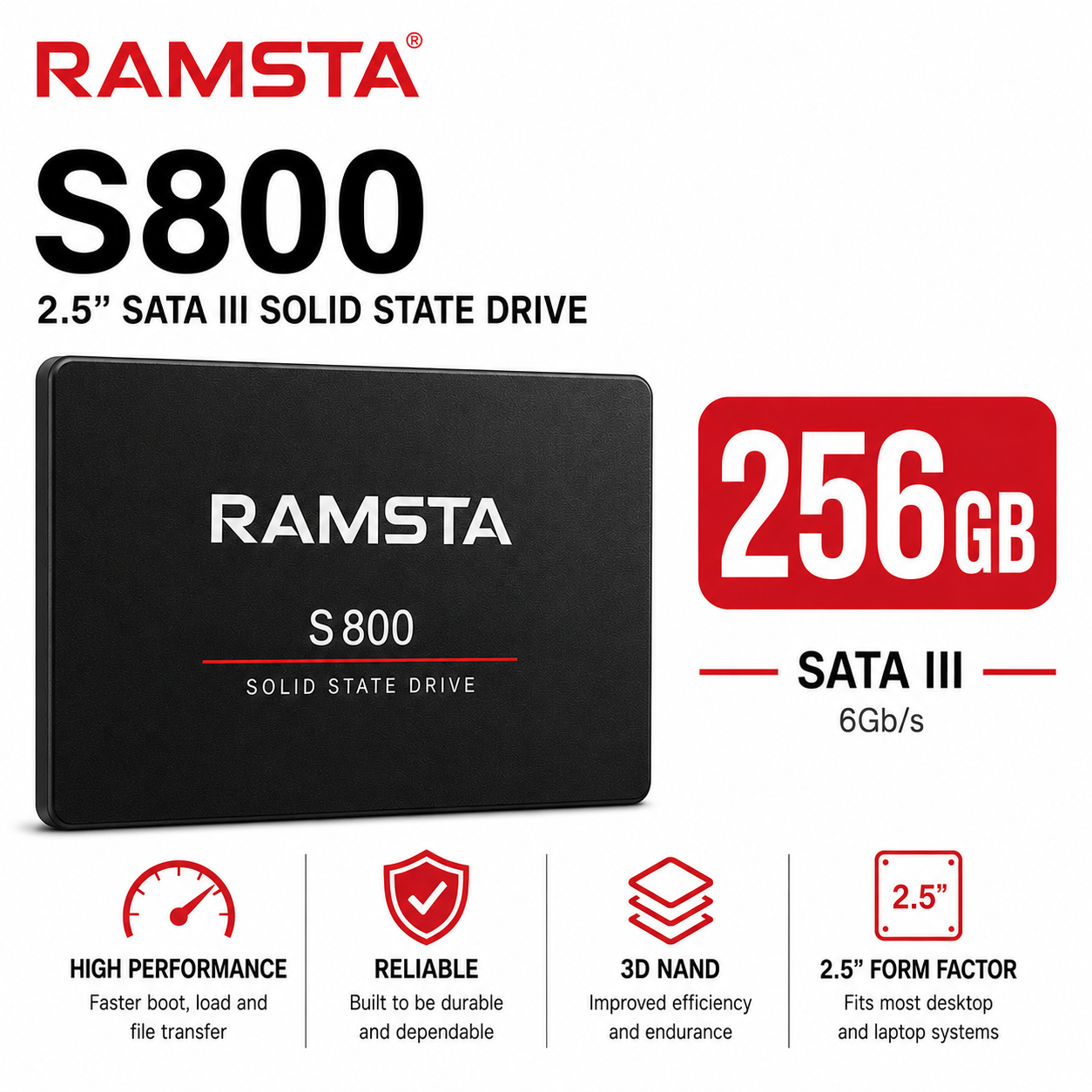 RAMSTA S800 2.5 256GB SATA III 2.5" SSD (S800-2TB)