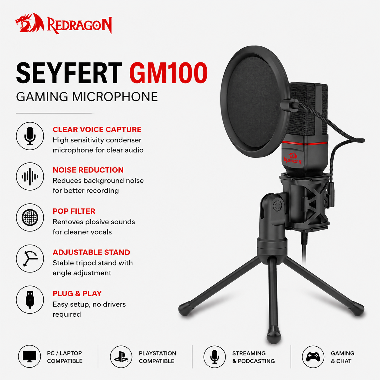 REDRAGON SEYFERT GM100 Gaming Microphone (K589)