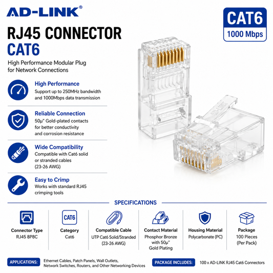 RJ45 Connector Cat6 AD-Link (AMP-RJ45-CONNECTORS)