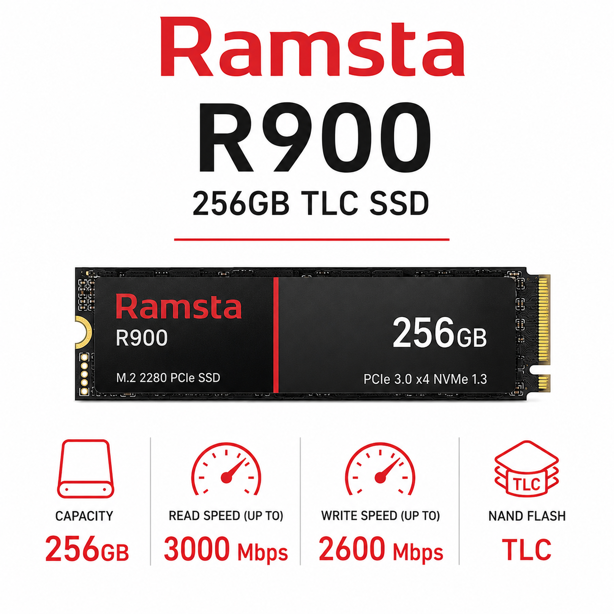 Ramsta R900 256GB TLC R/3000 Mbps W/2600 Mbps (R900-512GB)