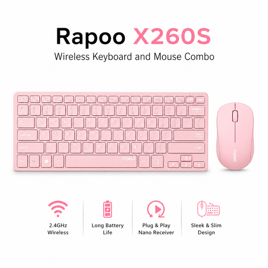Rapoo X260S Wireless Keyboard and Mouse Combo pink (X260SW)