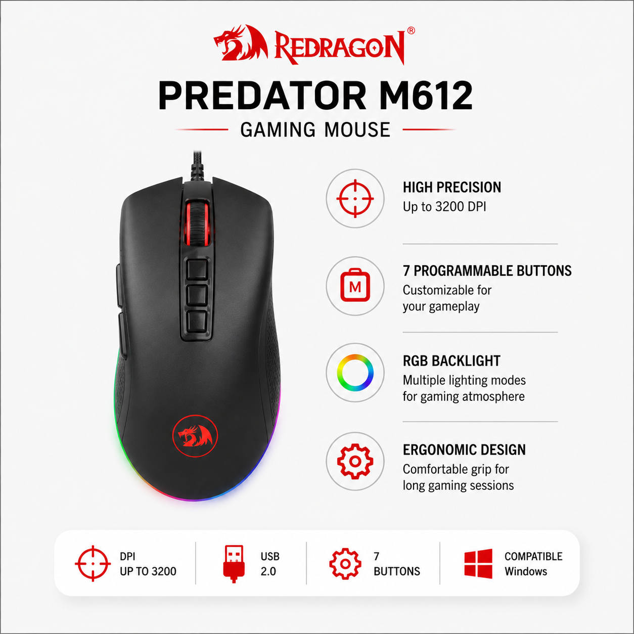 Redragon Predator M612 Gaming Mouse (GM303)