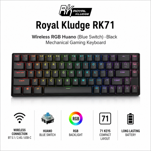 Royal Kludge RK71 wireless RGB Huano (Blue Switch) - black Mechanical Gaming Keyboard (RK71)