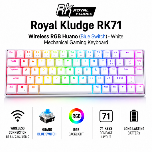 Royal Kludge RK71 wireless RGB Huano (Blue Switch) - white Mechanical Gaming Keyboard (RK71)