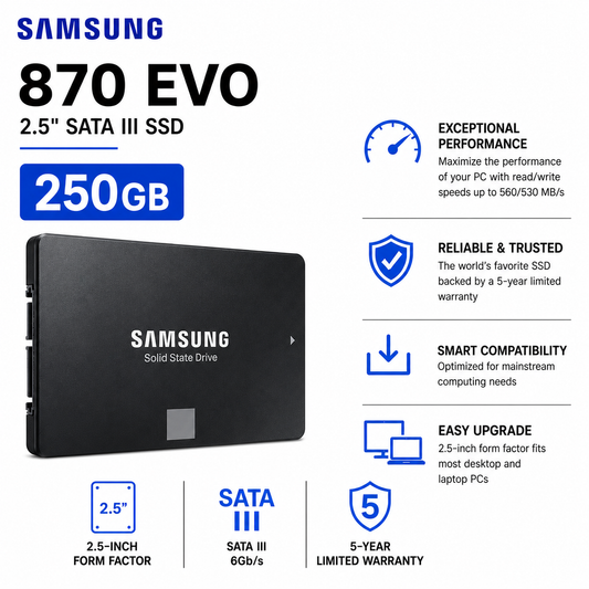 SAMSUNG 870 EVO 2.5" 250GB SATA III (MZ-77E250BW)