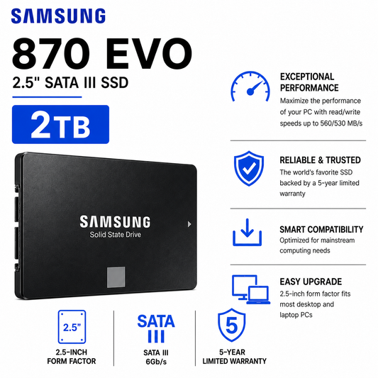 SAMSUNG 870 EVO 2.5" 2TB SATA III (MZ-77E2T0BW)