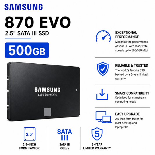 SAMSUNG 870 EVO 2.5" 500GB SATA III (MZ-77E500BW)