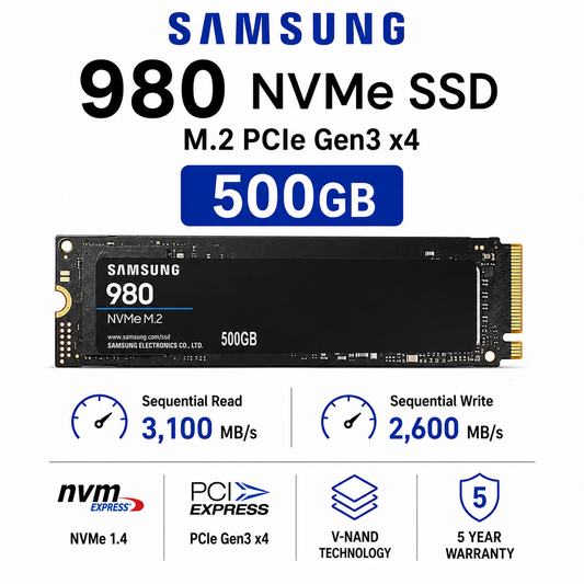 SAMSUNG 980 M.2 500GB NVME PCIe Gen3 x4 (MZ-V8V500BW)