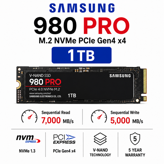 SAMSUNG 980 PRO M.2 1TB NVME PCIe Gen4 x4 (MZ-V8P1T0BW)