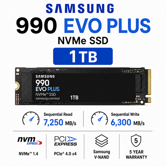 SAMSUNG 990 EVO PLUS 1TB NVME SSD (MZ-V9S1T0BW)