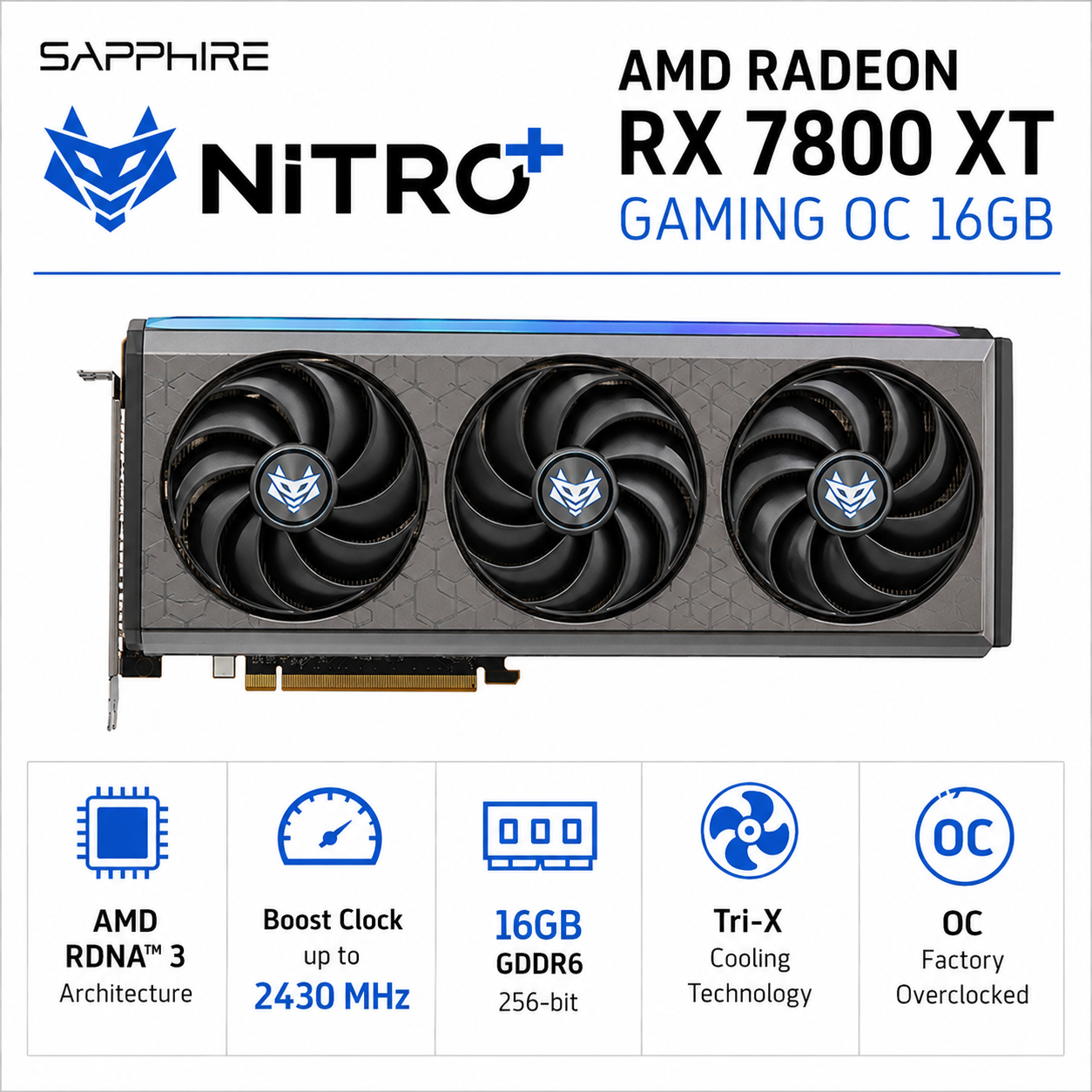 SAPPHIRE NITRO+ AMD RADEON RX 7800 XT GAMING OC 16GB (11330-01-20G)