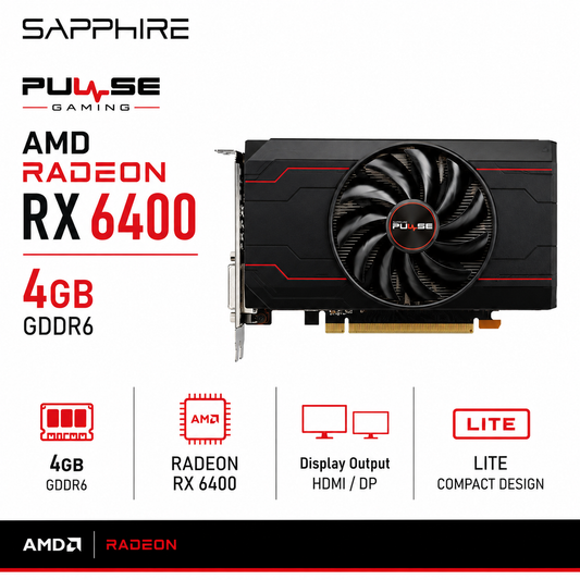 SAPPHIRE Radeon RX 6400 PULSE GAMING 4GB GDDR6 HDMI/DP LITE (11315-01-20G)