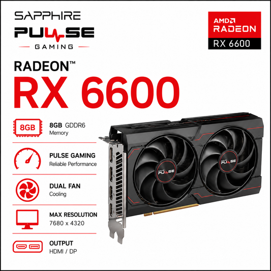 SAPPHIRE Radeon RX 6600 PULSE GAMING 8GB GDDR6 HDMI/DP (11310-01-20G)