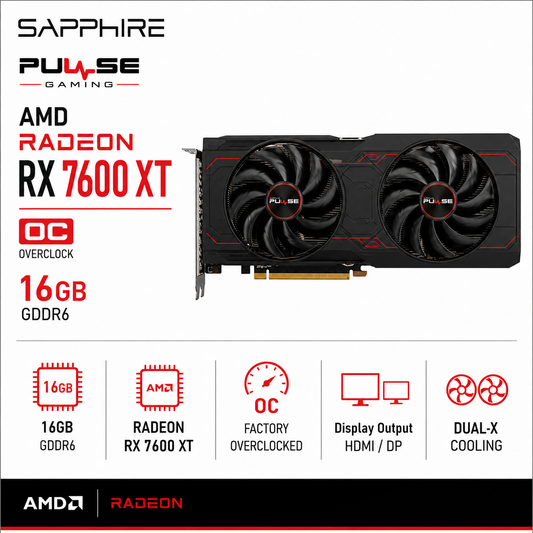 SAPPHIRE Radeon RX 7600 XT PULSE GAMING OC 16G (11339-03-20G)