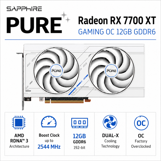 SAPPHIRE Radeon RX7700 XT PURE GAMING OC 12GB GDDR6 (11335-03-20G)