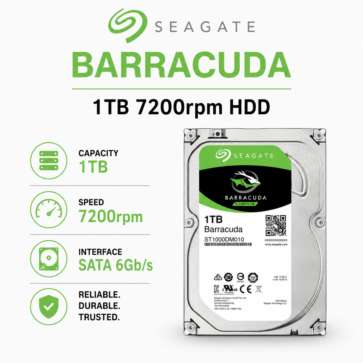 SEAGATE Barracuda 1TB 7200rpm HDD (ST8000VN004)