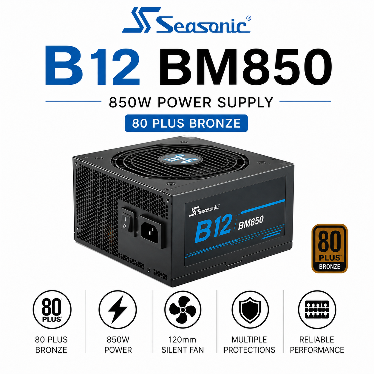 SEASONIC B12 BM850 - 850W 80 Plus Bronze (SSR-BM750)