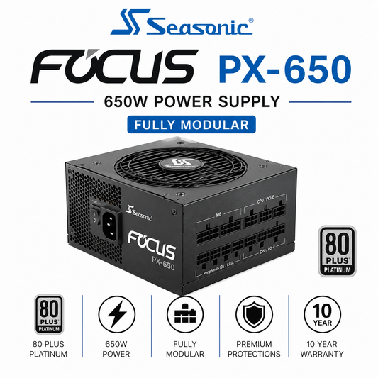 SEASONIC Focus PX-650 - 650W 80 Plus Platinum Fully Modular (SSR-850FX-WHITE)