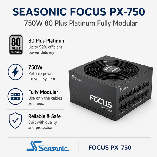 SEASONIC Focus PX-750 - 750W 80 Plus Platinum Fully Modular (SSR-650PX)