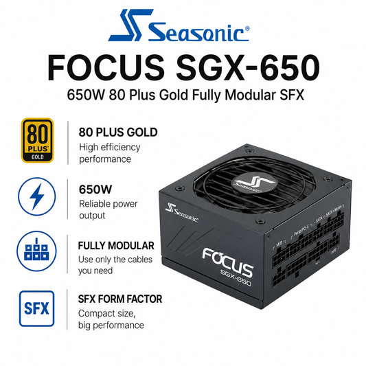 SEASONIC Focus SGX-650 - 650W 80 Plus Gold Fully Modular SFX (SSR-850PX)