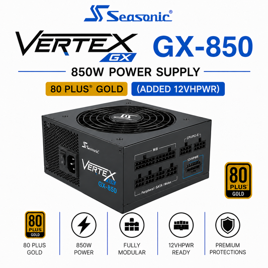 SEASONIC Vertex GX-850 - 850W 80 Plus Gold (Added 12VHPWR) (VERTEX-GX-750)