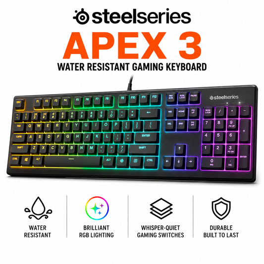 STEELSERIES APEX 3 WATER RESISTANT GAMING KEYBOARD (64801)