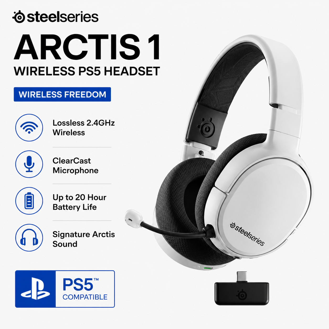STEELSERIES ARCTIS 1 WIRELESS PS5 HEADSET (61512)