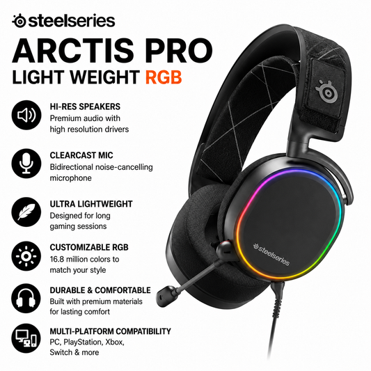 STEELSERIES ARCTIS PRO LIGHT WEIGHT RGB (61486)