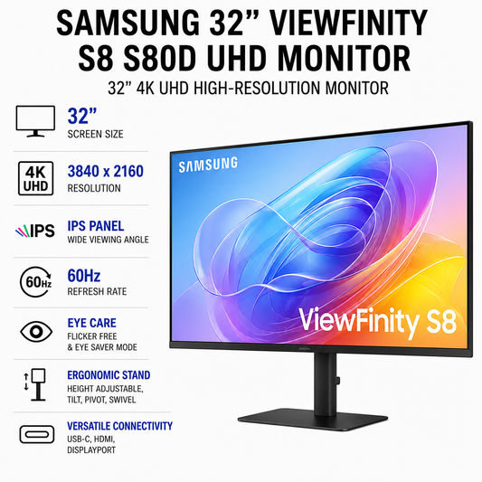 Samsung 32" ViewFinity S8 S80D UHD Monitor (LS32D800EAEXXP)