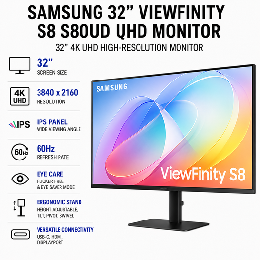 Samsung 32" ViewFinity S8 S80UD UHD Monitor (LS32D804UAEXXP)
