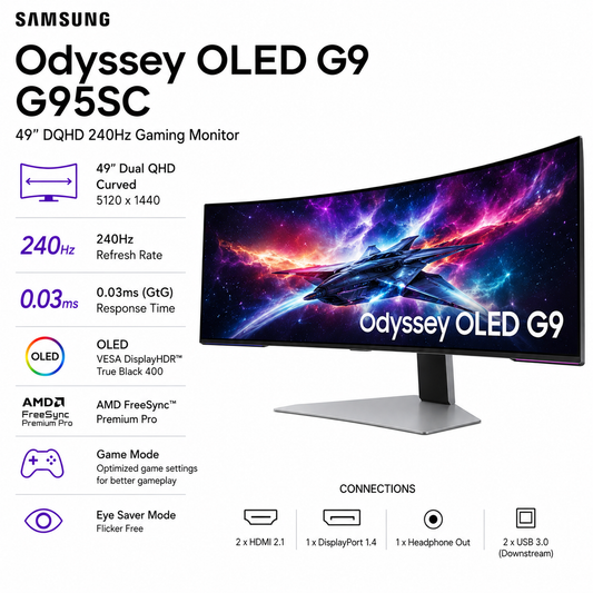 Samsung Odyssey OLED G9 49" G95SC DQHD 240Hz Gaming Monitor (LS49CG954SEXXP)