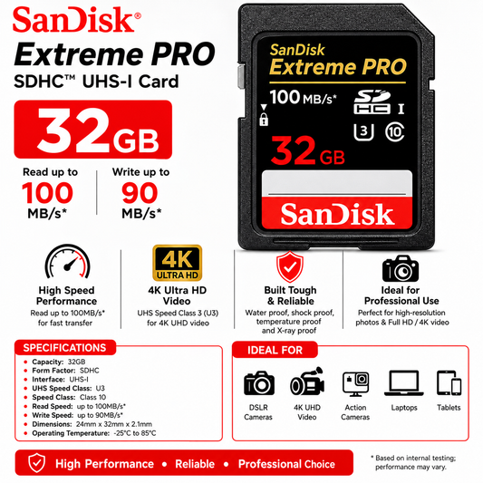 Sandisk Extreme Pro 32GB 100MB/S UHS-1SDHC (SDCFXSB-032G-G46)