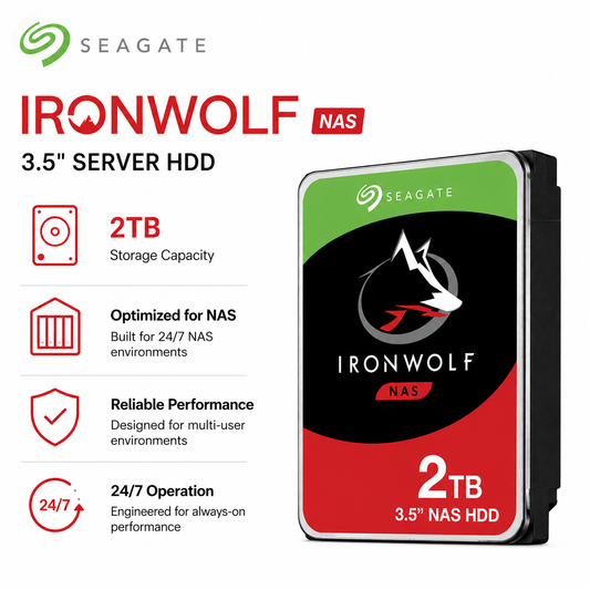 Seagate 2TB IRONWOLF NAS 3.5" SERVER HDD (ST1000VN008)