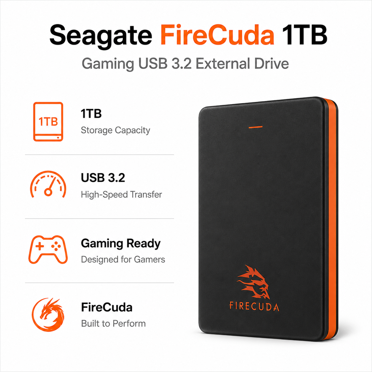 Seagate Firecuda 1tb Gaming USB 3.2 (ST8000NM017B)