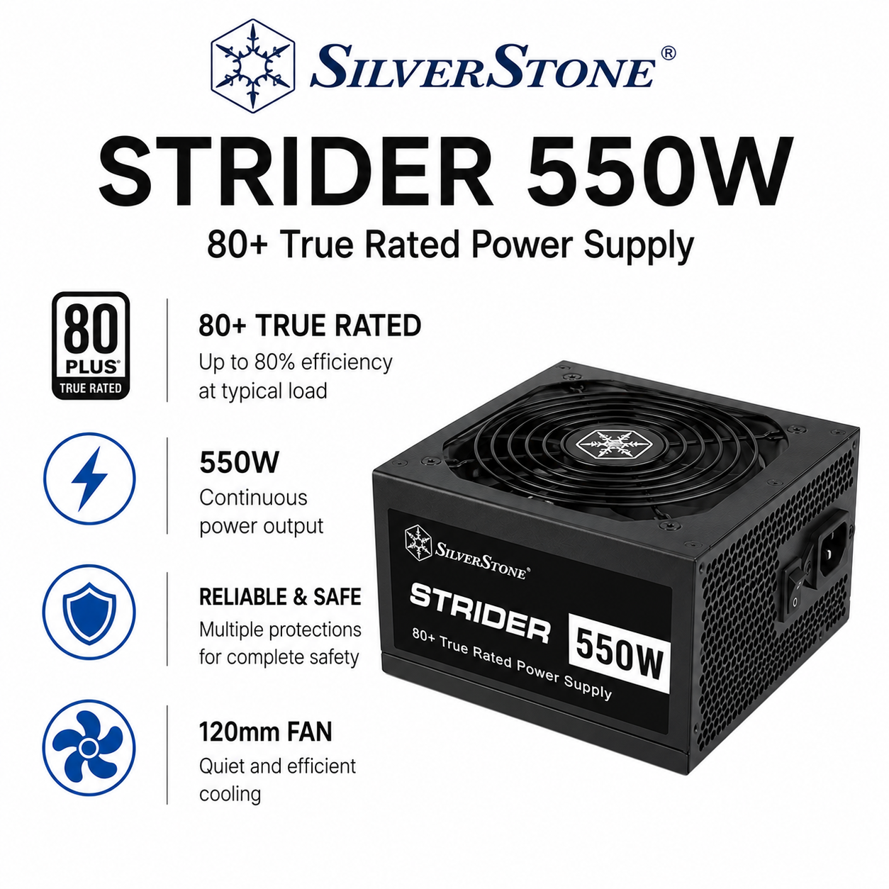 SilverStone Strider 550W 80+ True Rated Power Supply (SST-ST550-EF)
