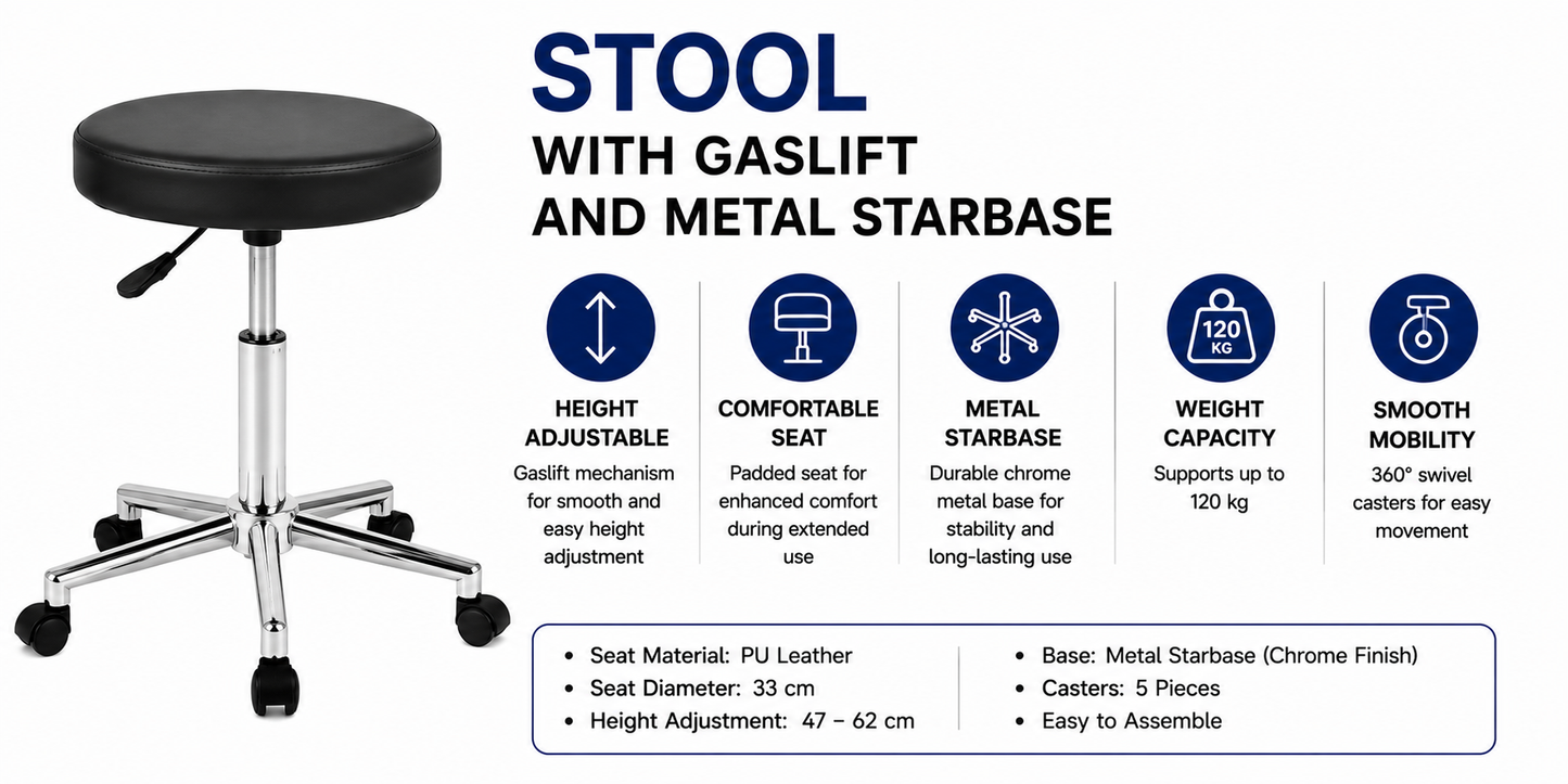 Stool with gaslift and metal starbase (LI4278)