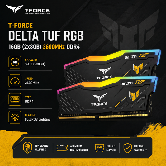 TEAM T-FORCE DELTA TUF RGB 16gb (2x8gb) 3600MHz DDR4 - black (TF9D432G3200HC16FDC01)