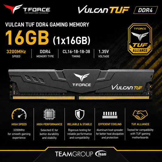 TEAM T-FORCE VULCAN TUF 16gb (1x16gb) 3200MHz DDR4 (TLTYD416G3200HC16CDC01)