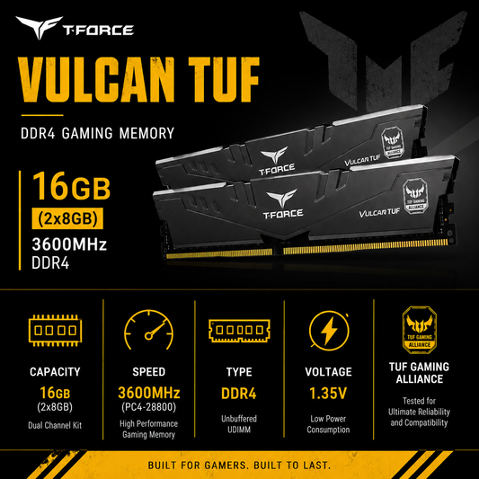 TEAM T-FORCE VULCAN TUF 16gb (2x8gb) 3600MHz DDR4 (TLTYD432G3200HC16CDC01)