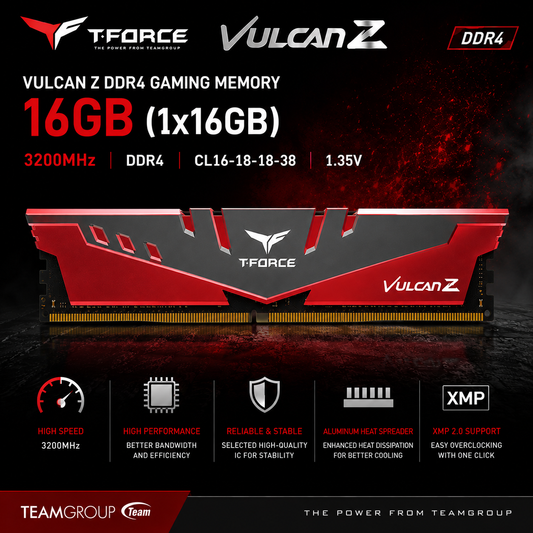 TEAM T-FORCE VULCAN Z 16gb (1x16gb) 3200MHz DDR4 (TLZGD416G3200HC16CDC01)