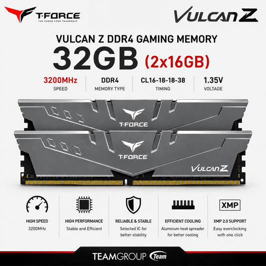 TEAM T-FORCE VULCAN Z 32gb (2x16gb) 3200MHz DDR4 (TLZGD432G3600HC18JDC01)