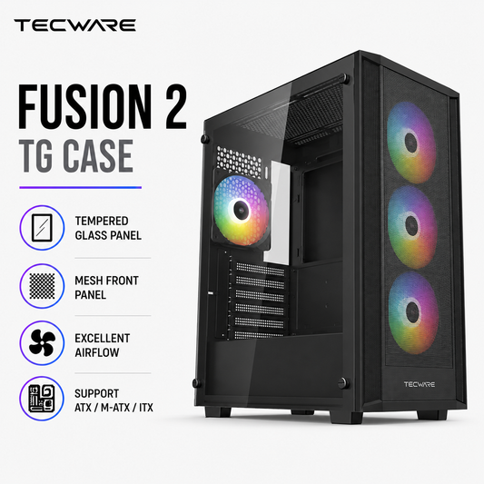 TECWARE FUSION 2 TG Case - Black (TWCA-FUS-WH)