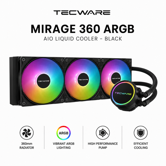 TECWARE Mirage 360 ARGB AIO Liquid Cooler - Black (TEC-MIR-360-ARGB-WH)