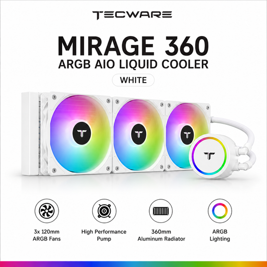 TECWARE Mirage 360 ARGB AIO Liquid Cooler - White (TWCA-NEO-M2-BK)